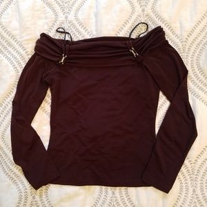 BROWN OFF-THE-SHOULDER TOP